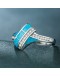 Diamond And Blue Opal 925 Sterling Silver Ring