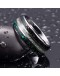 Created-opal & Meteorite Inlay Universe Tungsten Ring Wedding Band