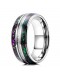 Created-opal & Meteorite Inlay Universe Tungsten Ring Wedding Band