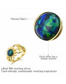 Yellow Gold Plating 925 Silver Opal Sun And Moon Ring