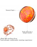 14K Rose Gold Plating 925 Sterling Silver Opal Sun Moon Rings