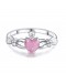 Heart Sterling Silver Lab Created Pink Opal Claddagh Ring